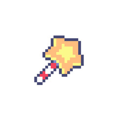 Pixel magic wand image. cross stitch and crochet patterns. Vector illustration for game assets.