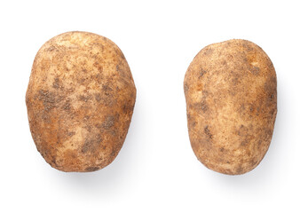 Organic Ripe Potatoes Isolated Over White Background