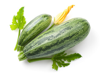 Zucchini Isolated On White Background Composition