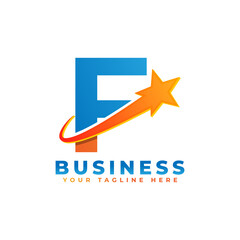 Letter F with Star Swoosh Logo Design. Suitable for Start up, Logistic, Business Logo Template