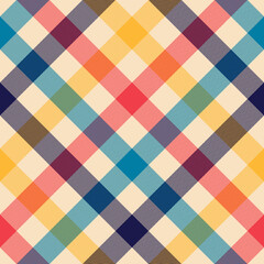 Plaid pattern. Multicolored herringbone textured gingham vector background for spring summer autumn winter tablecloth, blanket, other modern fashion textile print. Seamless buffalo check graphic.