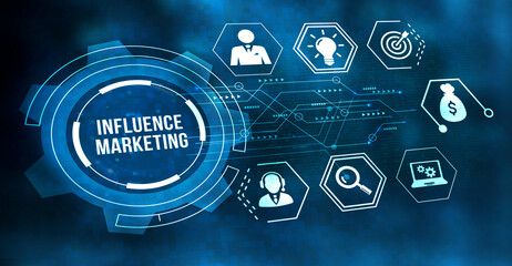 Internet, business, Technology and network concept. Influencer marketing concept.