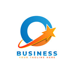 Letter O with Star Swoosh Logo Design. Suitable for Start up, Logistic, Business Logo Template