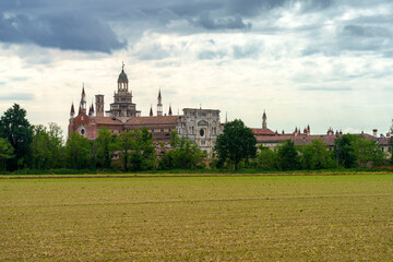 Obraz premium Certosa di Pavia, exterior of the historic abbey