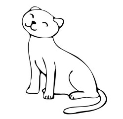 cats drawn with a black outline, isolated on a white background. kittens in the doodle style