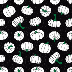 White pumpkins on a black background. vector illustration 