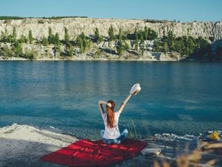 woman outdoors near river landscape vacation travel