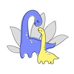 vector pattern blue dinosaur family parent mother father with child postcard on white design for textile paper cloth cute monster funny cartoon character  © maria_morozova