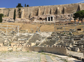 The Theatre of Dionysus is an ancient Greek theatre in Athens. It is built on the south slope of the Acropolis hill, originally part of the sanctuary of Dionysus Eleuthereus.