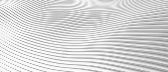 Wave stripe surface Abstract white background. 3d illustration