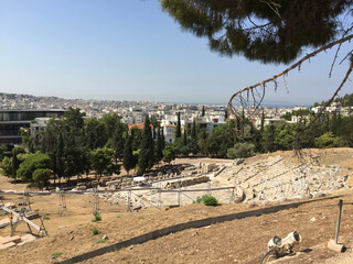 The Theatre of Dionysus is an ancient Greek theatre in Athens. It is built on the south slope of the Acropolis hill, originally part of the sanctuary of Dionysus Eleuthereus.