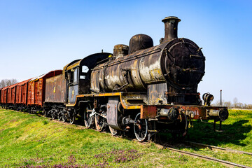 Fototapeta na wymiar old steam locomotive, abandoned, restored, croatian