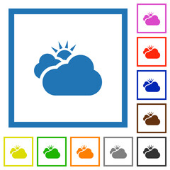 Strongly cloudy weather flat framed icons