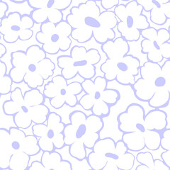 Seamless pattern with abstract minimalistic flowers