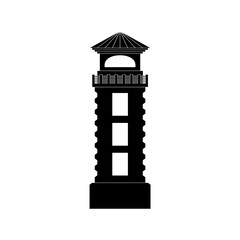 The lighthouse ensures the safety of sea vessels on a white background.