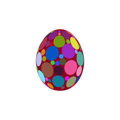 Easter egg with colored circles on a white background.