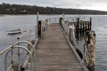 The wooden jetty at American river Kangaroo Island on May 12th 2021