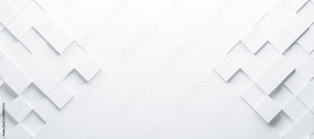 Poster abstract and illustration of white box or cube background,light and shadow with free space, 3d rende