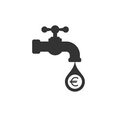 Tap or faucet with euro coins. Money resource, passive income concept.