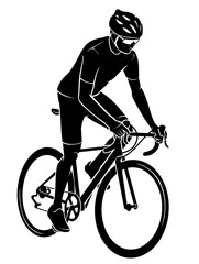 Cyclist Ride Uphill, Male Sport Silhouette