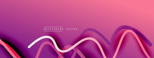 Abstract gradient background with wave line with shadow effect. Geometric composition. 3D shadow effects and fluid gradients