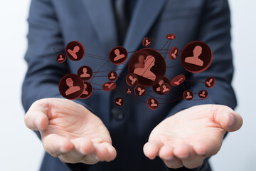3d network in hand people