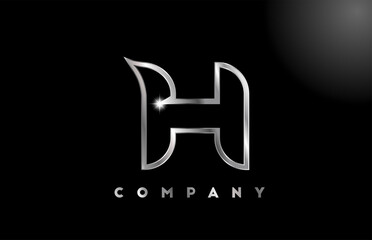 H grey metallic alphabet letter logo for business template. Professional metal icon design for identity and lettering