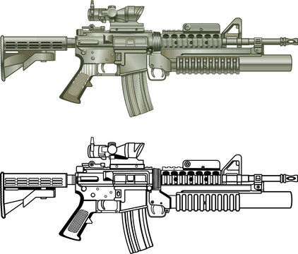 Automatic Assault Rifle With Grenade Launcher
