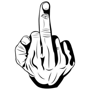 recommend clip art: Pointing Middle Finger Simple Black and White Illustration