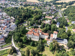 Fototapeta na wymiar Waldenburg Castle in Saxony from above