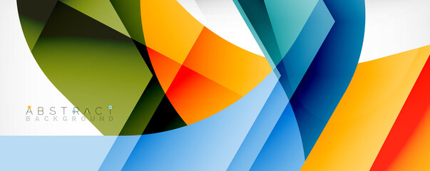 Fototapeta premium Minimal abstract background - color overlapping shapes on white with shadow lines. Vector Illustration For Wallpaper, Banner, Background, Landing Page
