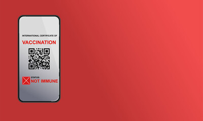 QR code on a smartphone without vaccination mark. 