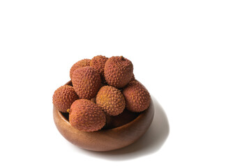 Tasty lychee in bowl. Raw Organic Red Lychee Berries Ready to Eat