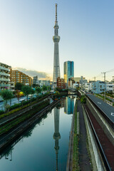 Tokyo's cityscape and the touristic Sky Tree