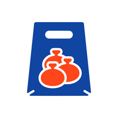 Fast food delivery take away paper bag glyph icon.