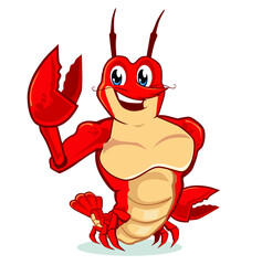 lobster mascot cartoon in vector
