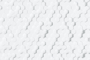 White hexagon background, 3d rendering geometric pattern wallpaper