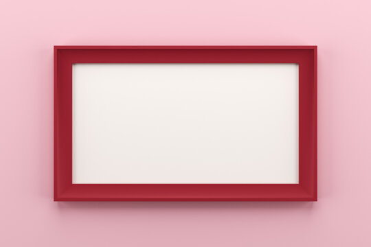 Red frame on a pink background. 3D rendering.