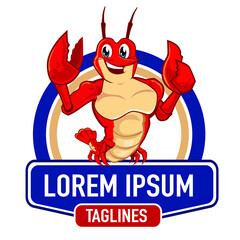 lobster logo cartoon in vector