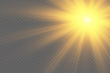 Obraz premium Bright gold flashes and glares. Bright rays of light. Set of flashes, Lights and Sparkles on a transparent background. Abstract golden lights isolated Glowing lines.