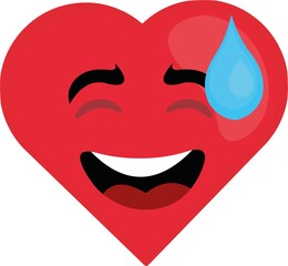 Vector illustration of a cartoon character emoticon in the shape of a heart with an embarrassed expression and a drop on his head