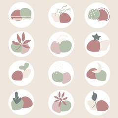  Instagram highlight icons in nude color, boho style, drawing. Highlights. Story Highlight Covers
