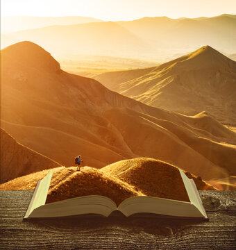 Girl hiker on the pages