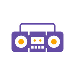 Boombox cassette stereo recorder vector glyph icon