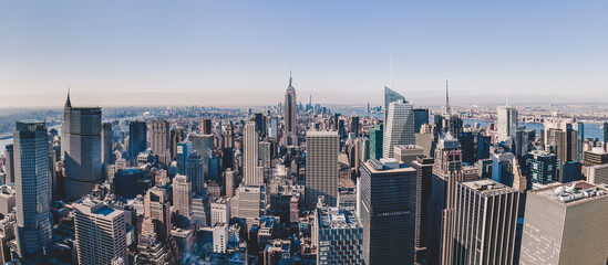 New York City Manhattan downtown skyline. - obrazy, fototapety, plakaty