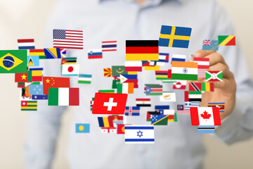 World map with all states and their flags