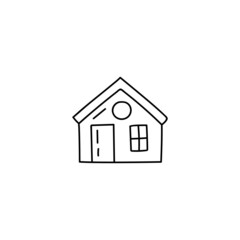 home, house icon  in flat black line style, isolated on white background 