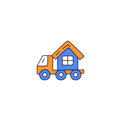 house, moving house relocation icon in color icon, isolated on white background 