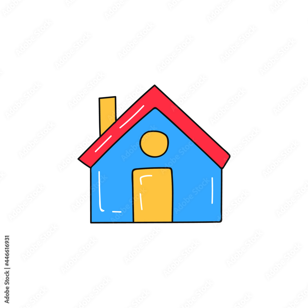 Poster home, house icon  in color icon, isolated on white background 