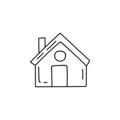 home, house icon  in flat black line style, isolated on white background 